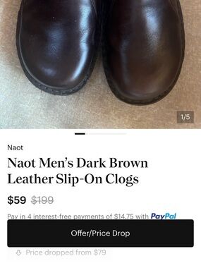 Naot Men’s Brown Leather Slip-On Loafers